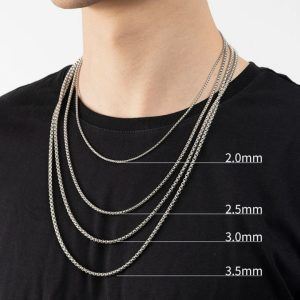 DC085b Dây chuyền titan nam kiểu bông dừa tròn 2mm-3.5mm
