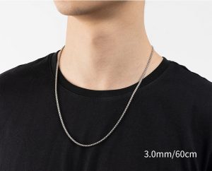 DC085e Dây chuyền titan nam kiểu bông dừa tròn 3mm