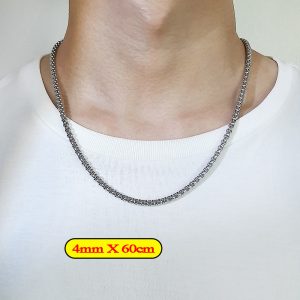 DC086b Dây chuyền Titan nam kiểu bông dừa tròn 4mm-7mm
