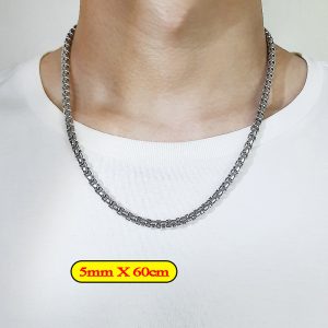 DC086c Dây chuyền Titan nam kiểu bông dừa tròn 4mm-7mm