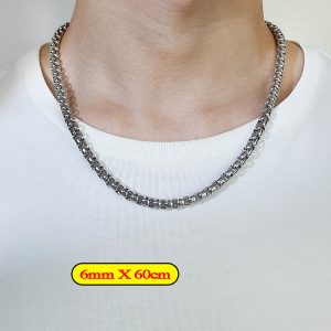 DC086d Dây chuyền Titan nam kiểu bông dừa tròn 4mm-7mm