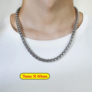 DC086e Dây chuyền Titan nam kiểu bông dừa tròn 4mm-7mm
