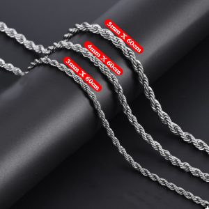 DN192c Dây chuyền nam inox kiểu dây thừng buộc tàu
