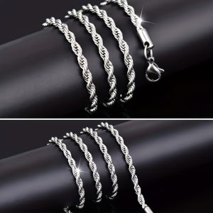 DN192d Dây chuyền nam inox kiểu dây thừng buộc tàu