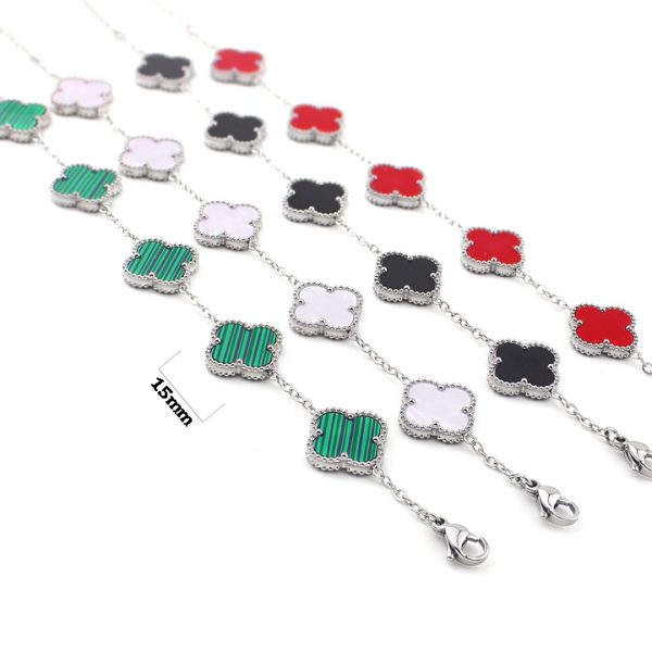 TA081a Lắc tay nữ titan hoa 4 cánh van cleef 15mm