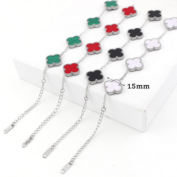TA081b Lắc tay nữ titan hoa 4 cánh van cleef 15mm