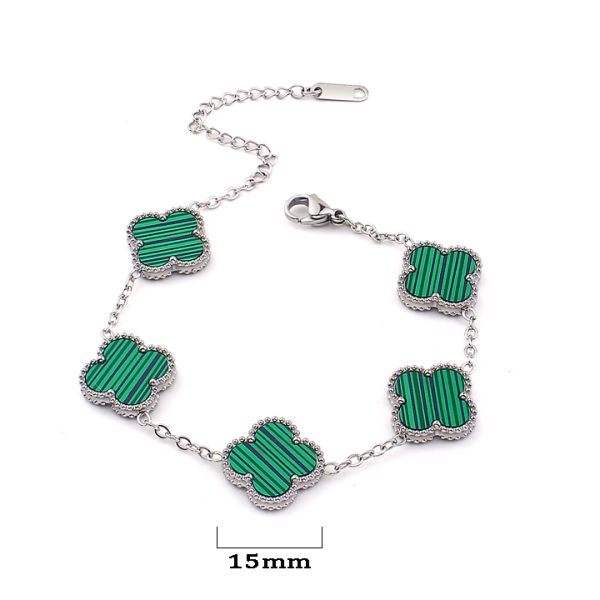 TA081d Lắc tay nữ titan hoa 4 cánh van cleef 15mm