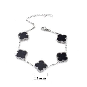 TA081e Lắc tay nữ titan hoa 4 cánh van cleef 15mm
