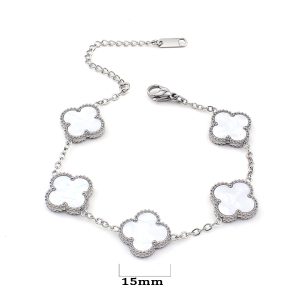 TA081f Lắc tay nữ titan hoa 4 cánh van cleef 15mm