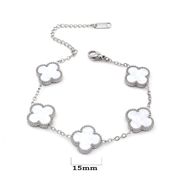 TA081f Lắc tay nữ titan hoa 4 cánh van cleef 15mm