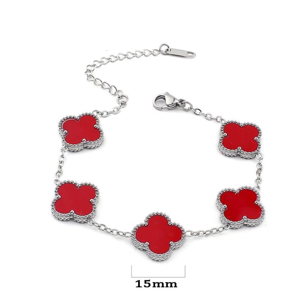 TA081g Lắc tay nữ titan hoa 4 cánh van cleef 15mm