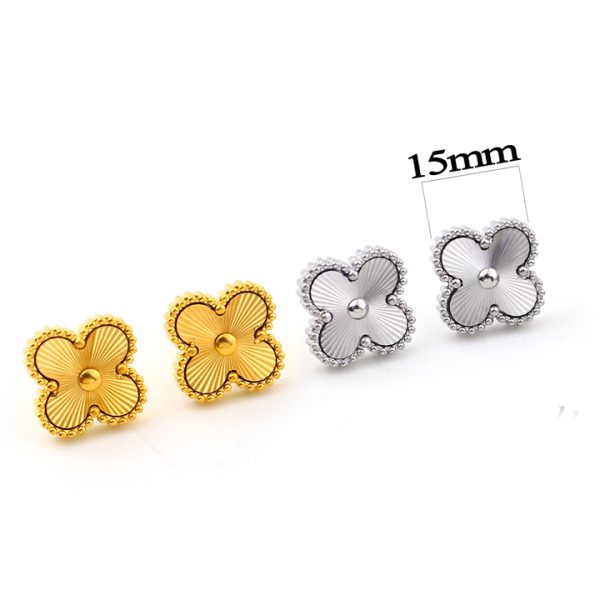 TB139j-Bông tai titan hoa 4 cánh van cleef chạm máy 15mm