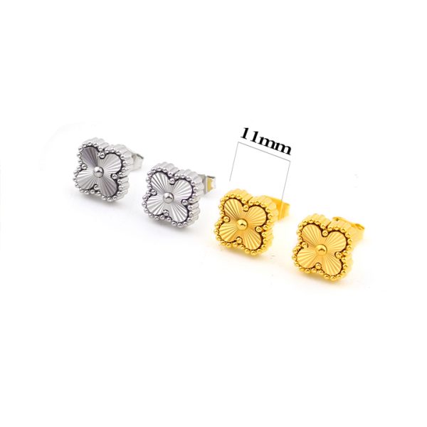 TB139k-Bông tai titan hoa 4 cánh van cleef chạm máy 11mm