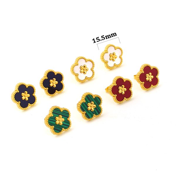 TB299b Bông tai nữ titan hoa 5 cánh van cleef