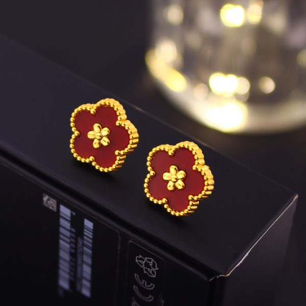 TB299f Bông tai nữ titan hoa 5 cánh van cleef