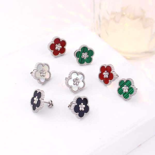TB300f Bông tai nữ titan hoa 5 cánh van cleef