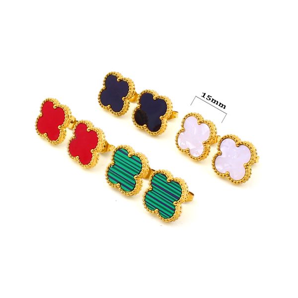 TB301a Bông tai nữ titan van cleef hoa 15mm