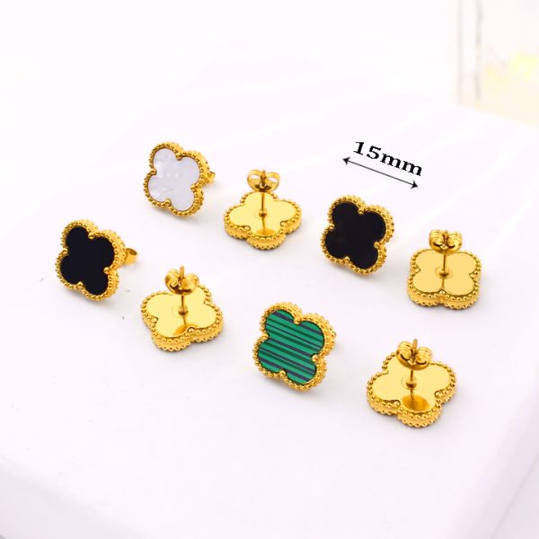 TB301c Bông tai nữ titan van cleef hoa 15mm