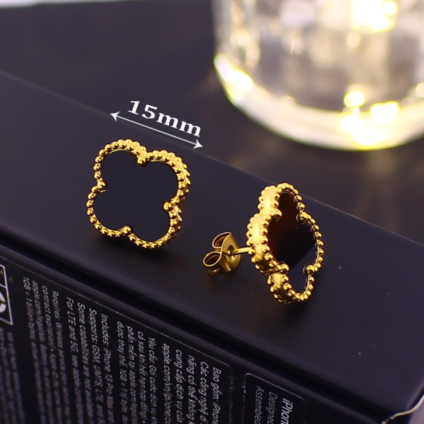 TB301d Bông tai nữ titan van cleef hoa 15mm