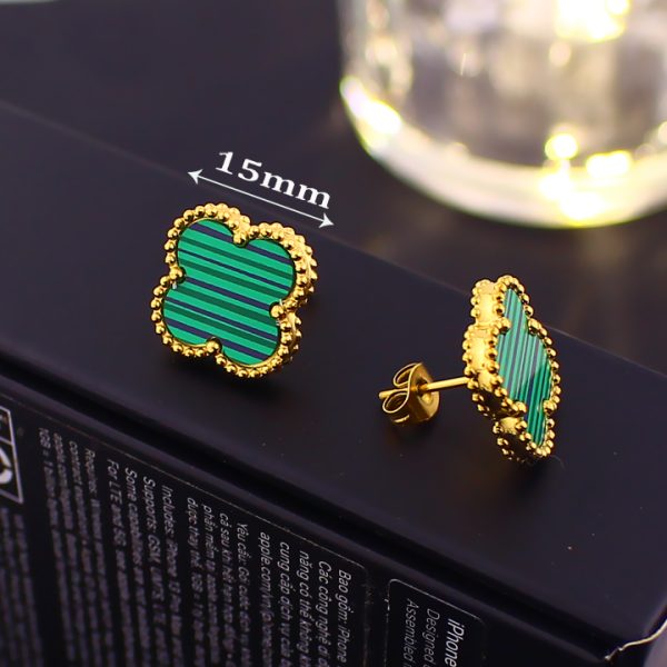TB301e Bông tai nữ titan van cleef hoa 15mm