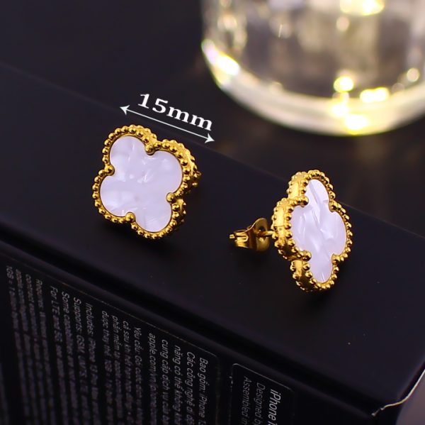 TB301f Bông tai nữ titan van cleef hoa 15mm