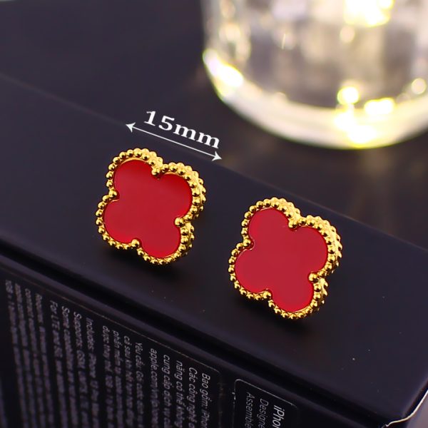 TB301g Bông tai nữ titan van cleef hoa 15mm