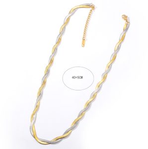 TN843a-Dây chuyền 2 sợi mì dẹp titan thắt bính
