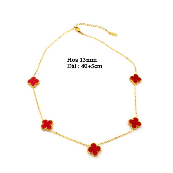 TN844b Dây chuyền nữ titan 5 bông hoa 4 cánh van cleef