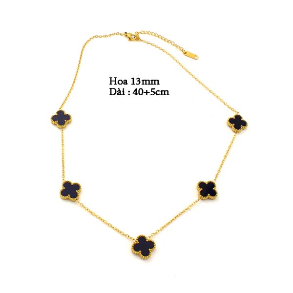 TN844d Dây chuyền nữ titan 5 bông hoa 4 cánh van cleef