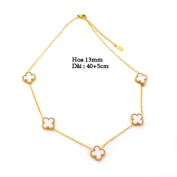 TN844e Dây chuyền nữ titan 5 bông hoa 4 cánh van cleef