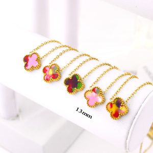 TN862a Dây chuyền nữ titan hoa 4 cánh van cleef 13mm
