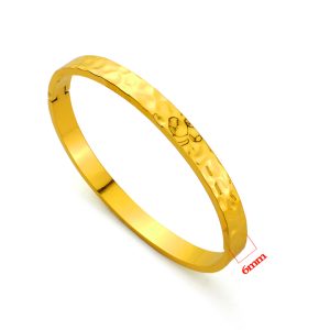 TV224a Vòng tay nữ titan 6mm họa tiết vết búa
