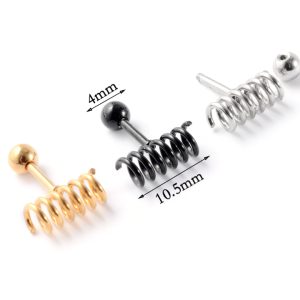BT003a Bông tai inox lò xo đuôi bi vặn