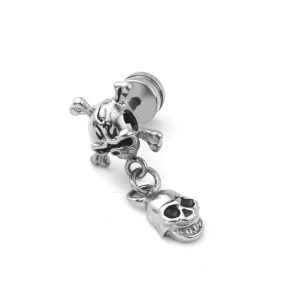 BT005a- Bông tai inox nam đầu lâu