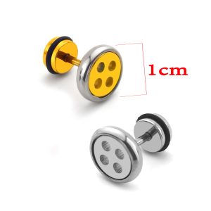 BT025a Bông tai inox hình nút áo độc đáo cá tính