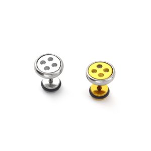 BT025b Bông tai inox hình nút áo độc đáo cá tính