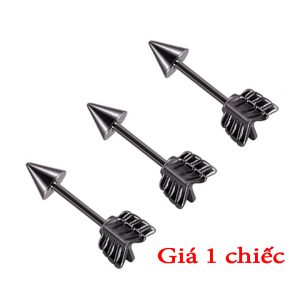 BT039a Bông tai mũi tên inox xi màu đen độc cá tính