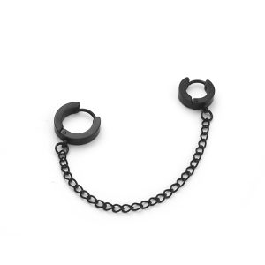 BT047a Bông tai nữ inox bấm 2 lỗ xi màu đen