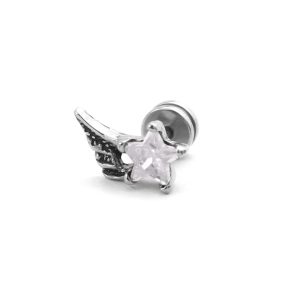 BT204b Bông tai nam inox ngôi sao cánh chim độc đáo cá tính