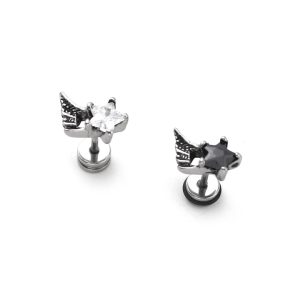BT204d Bông tai nam inox ngôi sao cánh chim độc đáo cá tính