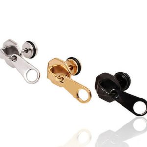 BT302a Bông tai nữ inox khóa kéo độc đáo cá tính