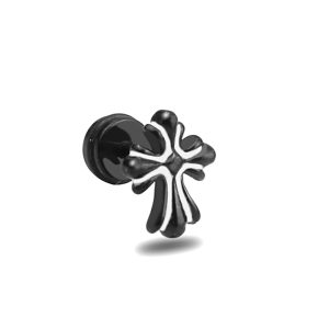 BT305a Bông tai nam inox thánh Chrome Heart mạ màu đen