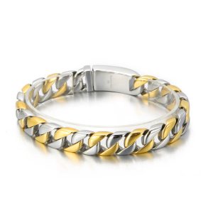 LN175b Lắc tay nam 12mm kiểu lật khóa hôp mạ màu vàng cách điệu