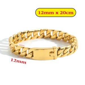 LN177k Lắc tay nam titan 12mm kiểu lật khóa hôp mạ màu vàng