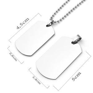 MD080a Mặt dây chuyền inox thẻ bài dog tag quân đội lính có nhận khắc nội dung logo