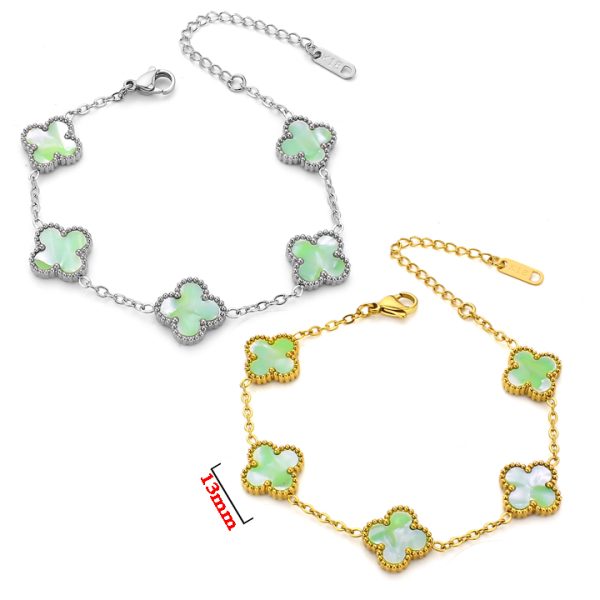 TA186c Lắc tay 5 bông hoa 4 cánh van cleef 13mm