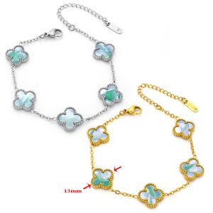 TA221c Lắc tay 5 bông hoa 4 cánh van cleef 13mm