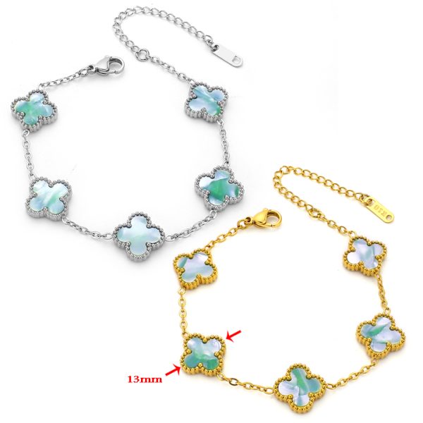 TA221c Lắc tay 5 bông hoa 4 cánh van cleef 13mm