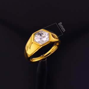 TC318a Nhẫn titan đính đá trắng lục giác 8mm