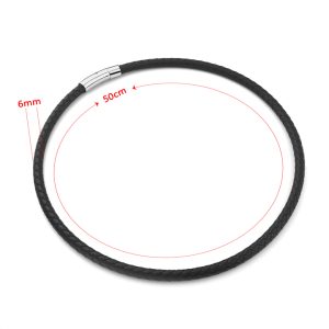 DN063b Dây chuyền da đen 6mm khóa titan xịn